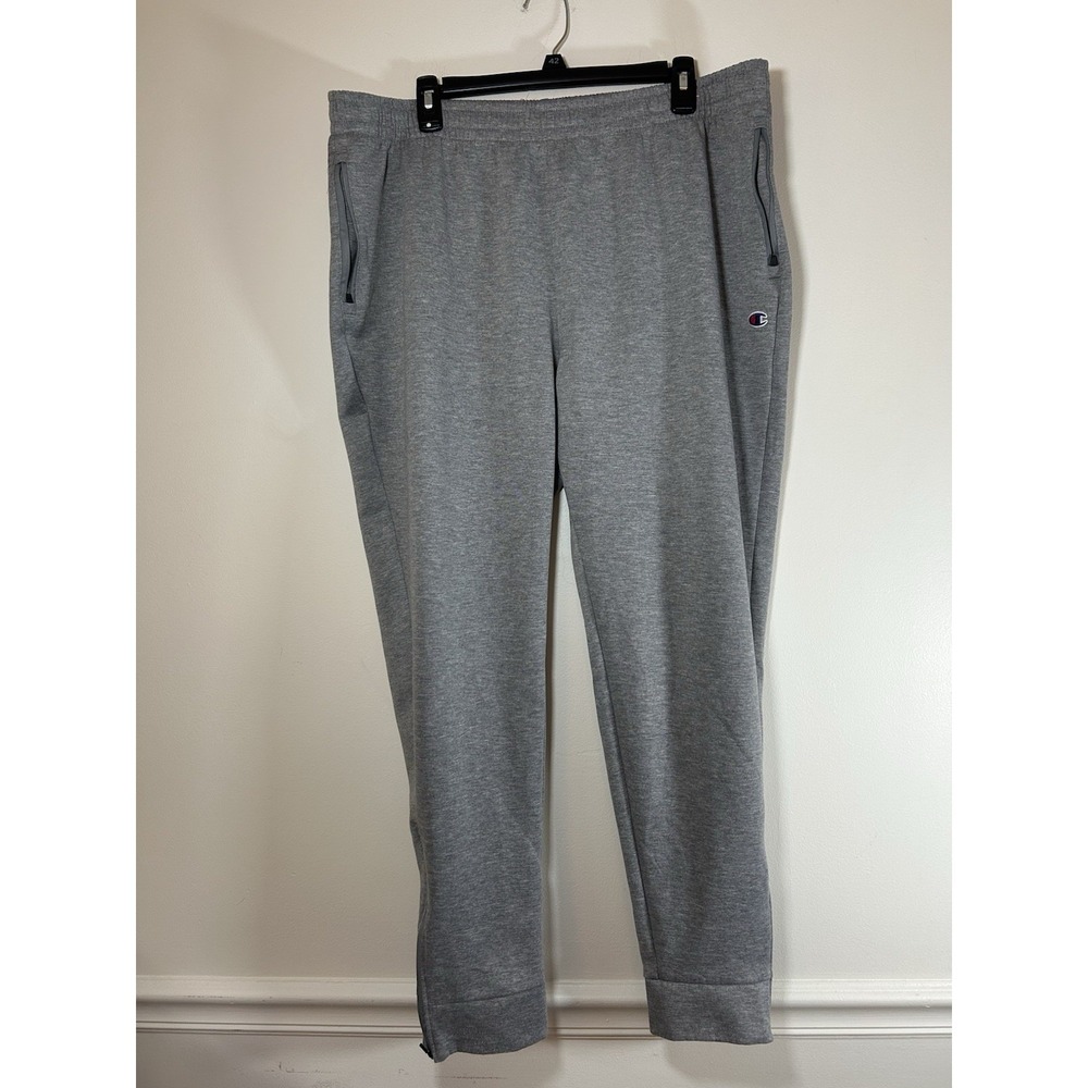 Champion Pants XXL Mens Gray Powerblend Jogger Sweatpants Athletic Training Zip